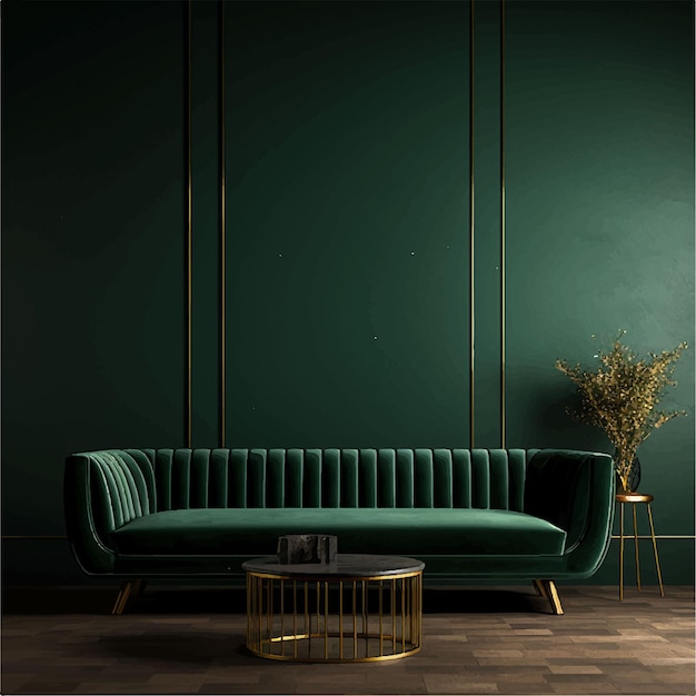 luxury elegant interior green sofa and black table