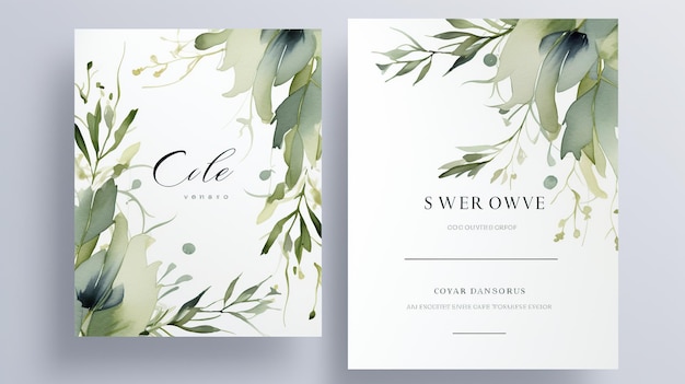 Photo luxury elegant wedding invitation card with beautiful nature watercolor flower ai generated image