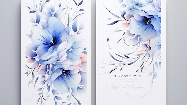 Luxury elegant wedding invitation card with beautiful nature watercolor flower AI generated image