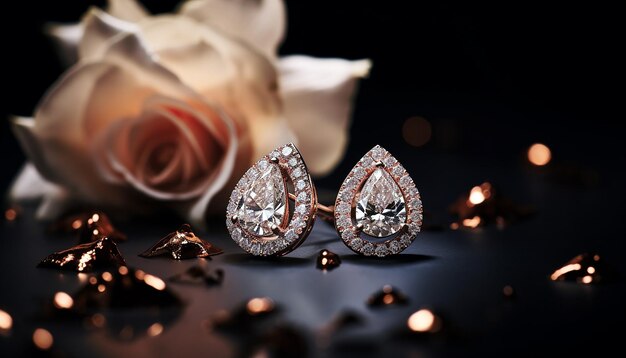 Luxury and expensive jewelry design Professional macro photography on black background