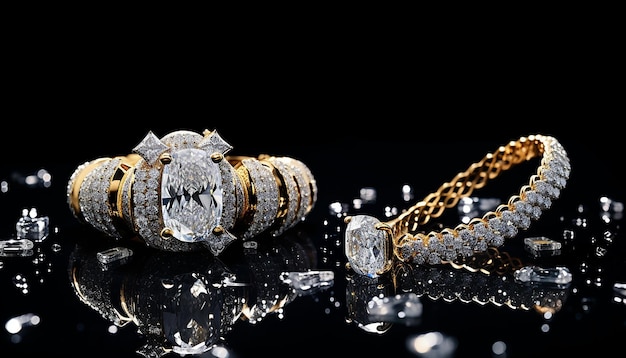 Luxury and expensive jewelry design Professional macro photography on black background