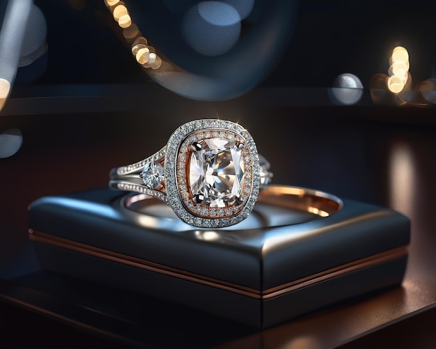 다이아몬드와 함께 사치스러운 비싼 은 결혼 반지 보석