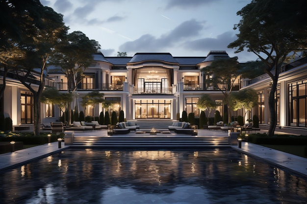 Photo luxury exterior mansion design