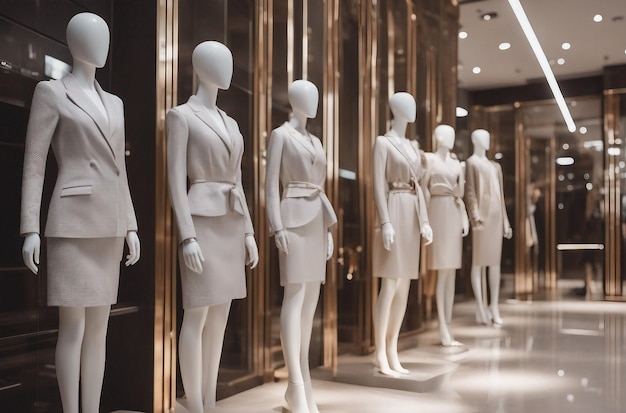 luxury fashion store showcase with mannequins