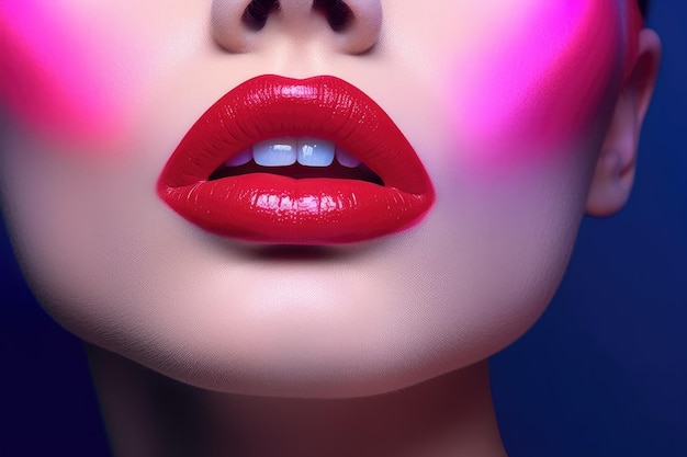 Luxury fashion style makeup red lips