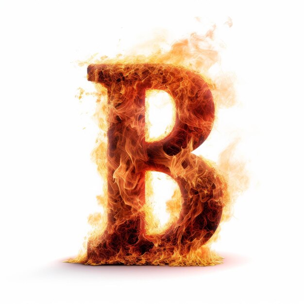 Photo luxury fire text effect the letter b in photorealistic biopunk style