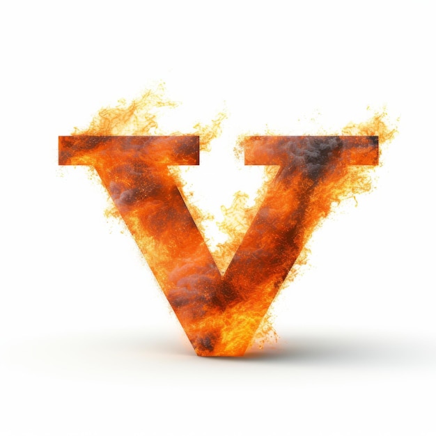 Photo luxury fire text effect v letter flamed up in destructive style