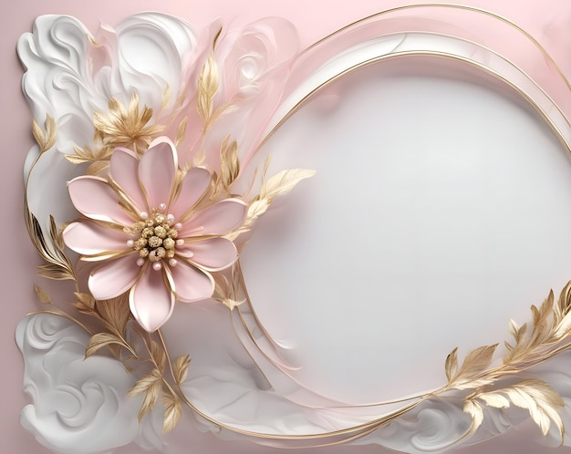 Luxury floral frame pink and gold