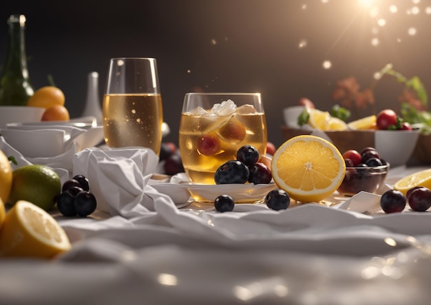 luxury food and drink table product background