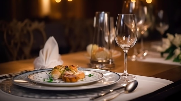 Foto luxury food service hoofdgerecht geserveerd in een restaurant of een formeel diner in klassieke engelse stijl in het luxe hotel of landgoed