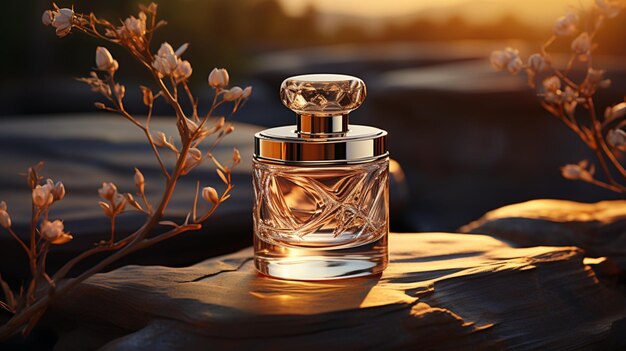 Роскошный аромат парфюмерии, макет на открытом воздухе