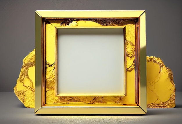 Luxury frame with golden marble texture Generative AI