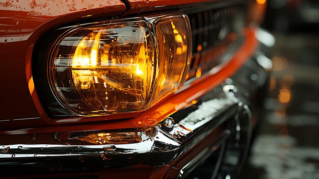 Luxury Front Car detail close up of headlight car