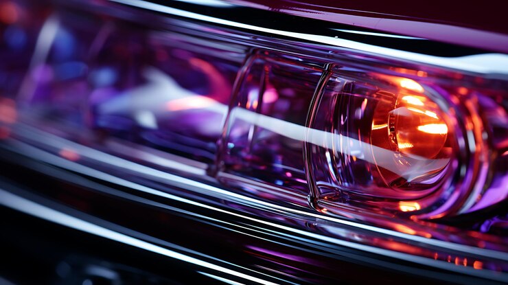 Foto luxury front car detail close-up van de koplamp van de auto