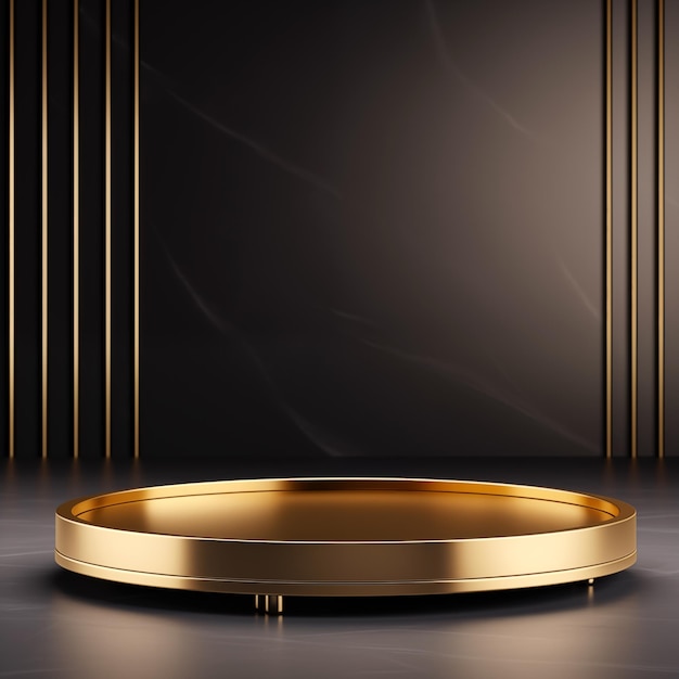 Luxury gold base Product Stand in dark backdrop