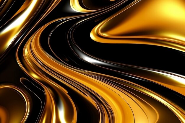 Роскошный золотой и черный жидкий 3D фон