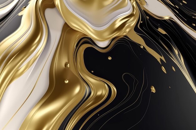 Photo luxury gold and black liquid background fluid splash