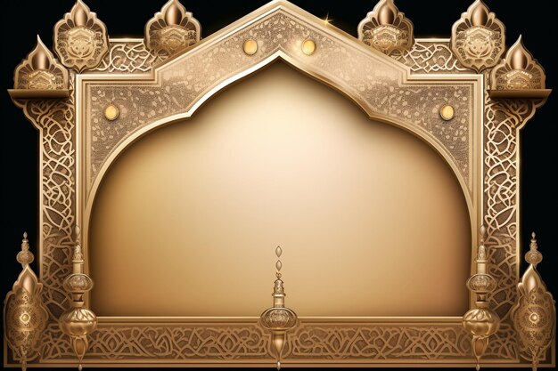 Luxury gold border frame islamic ornament style gate