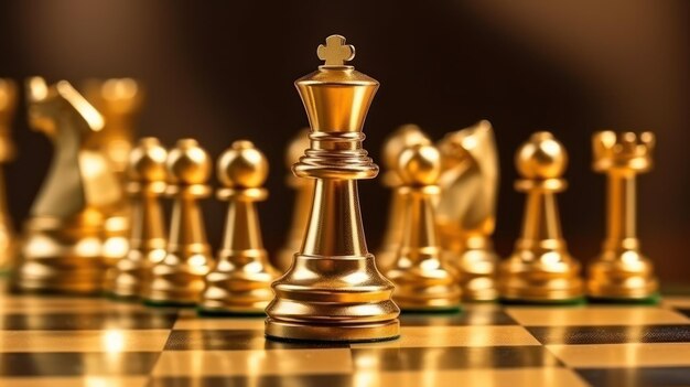 luxury gold chess on a chessboard