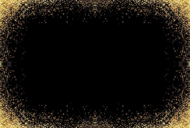 luxury gold glitter sparkle light powder confetti frame round border