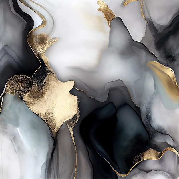 Luxury gold ink marble background. ai generative