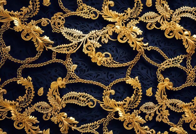 Photo luxury gold lace design gold chains seamless pattern abstract seamless vintage wealth pattern