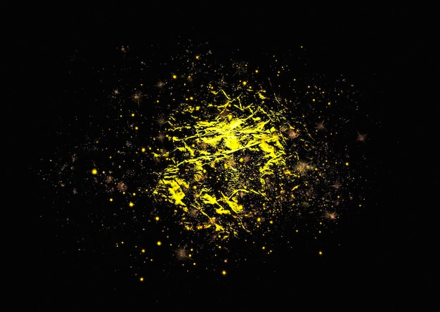 luxury gold paint splash granules platter on black background