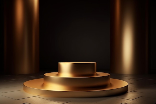 Luxury gold podium backgrounds stage for product presentation display