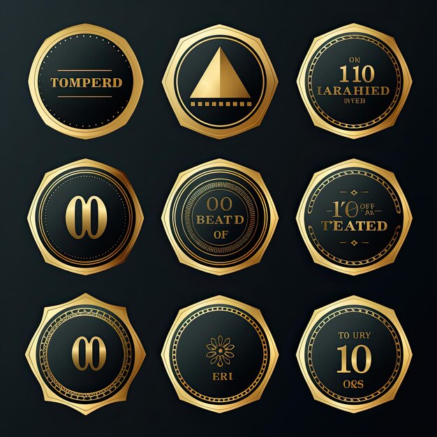 Photo luxury gold premium quality badges and labels collection vector illustration