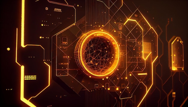 A luxury gold tech network background
