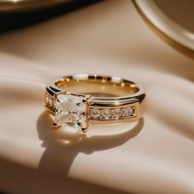 Premium AI Image | Luxury gold wedding ring with diamonds