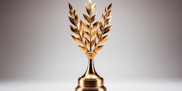 Luxury golden award trophy on white background