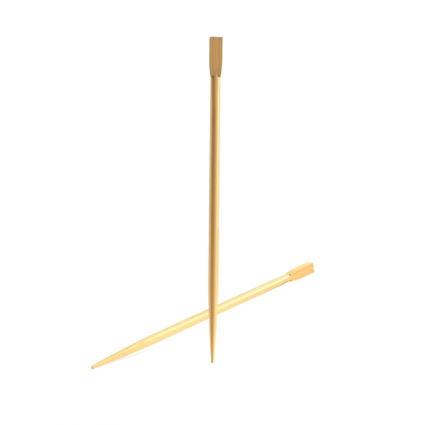 白い背景に分離された豪華な金色の箸。 3Dレンダリング