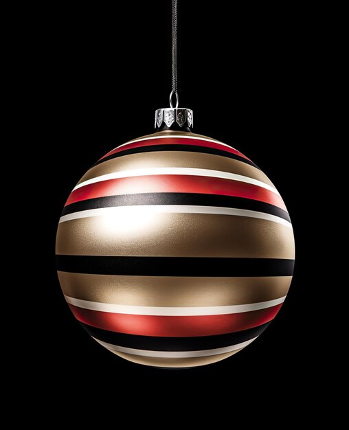 Foto luxury golden christmas ball appeso su uno sfondo nero generative ai