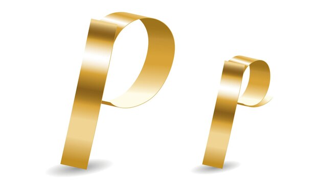 奢的金色装饰P字母的英语字母向量插图