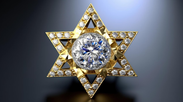 Luxury golden and diamond shining star of david