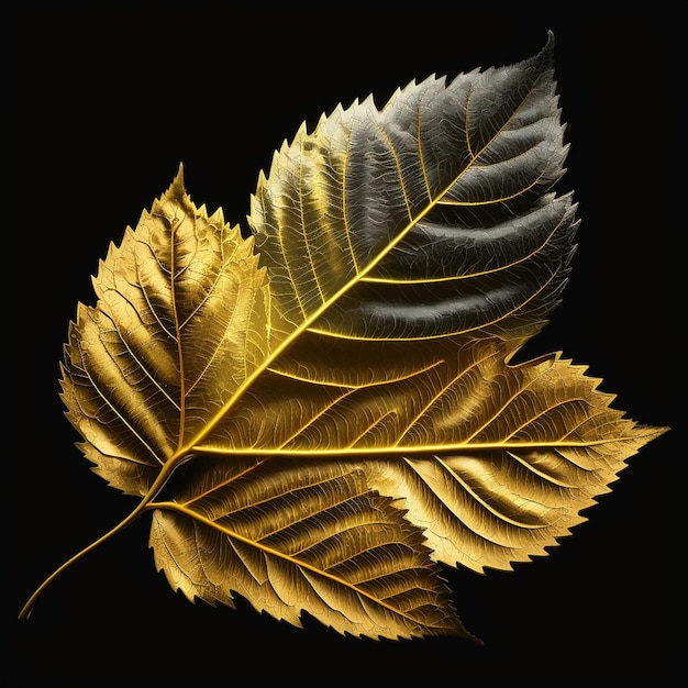 Luxury golden floral design leaf black background AI Generated Art