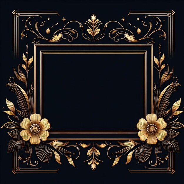 Luxury golden floral frame design elegant floral frame design