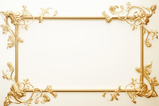 luxury golden frame on white