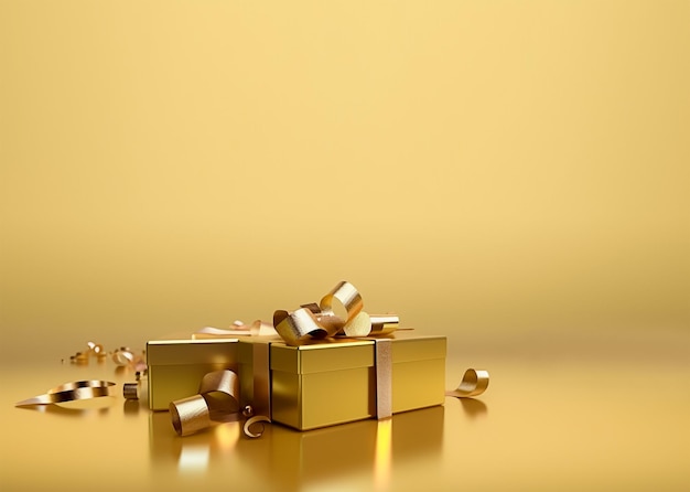 Luxury golden giftbox isolated gold background Ai generated