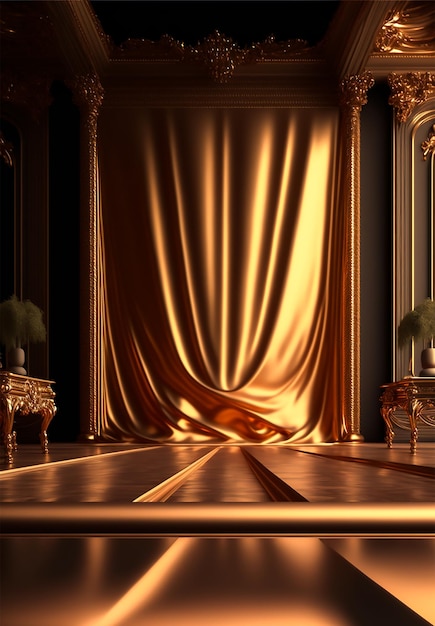 Photo luxury golden interior gold studio background