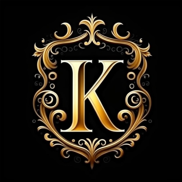 Photo luxury golden letter k in the style of baroque