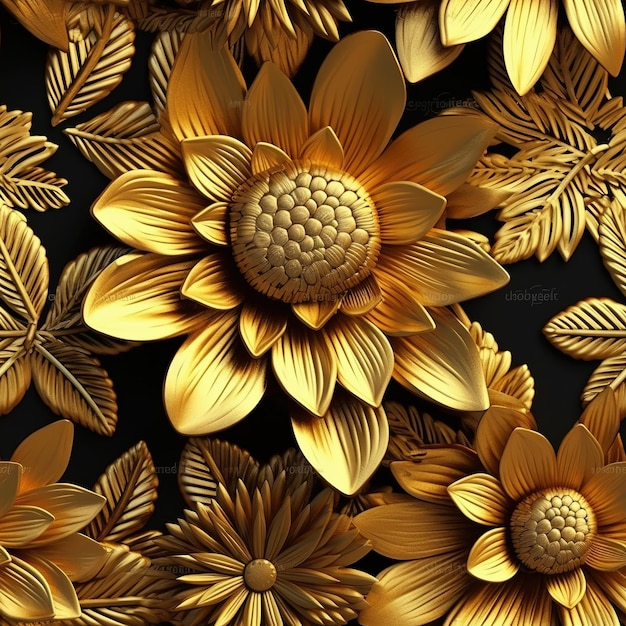 Luxury golden lotus wallpaper design