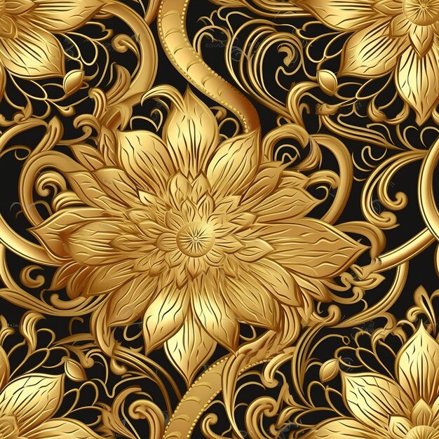 Premium AI Image | Luxury golden lotus wallpaper design