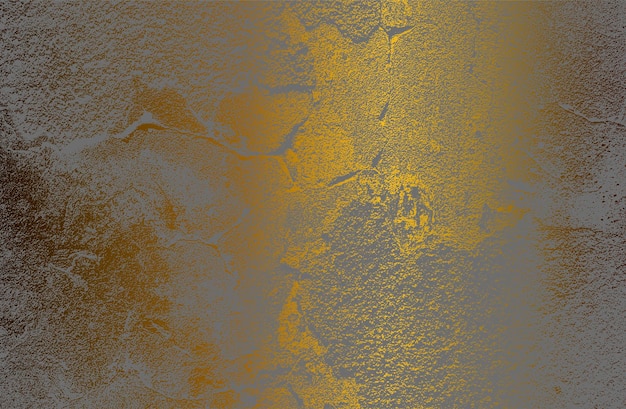 Luxury golden metal gradient background with distressed cracked concrete texture