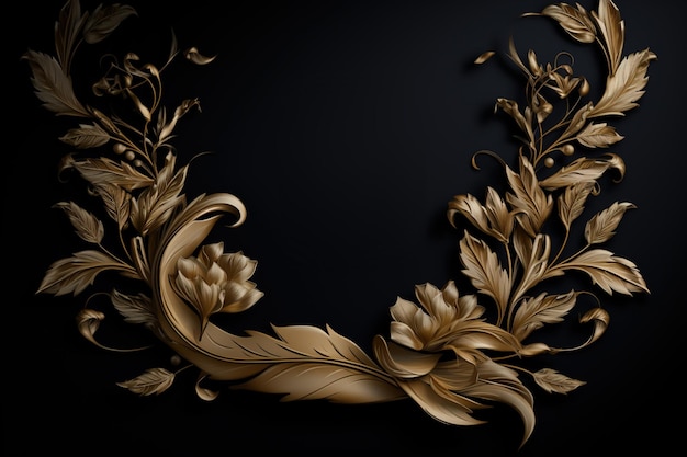 luxury golden ornaments on black