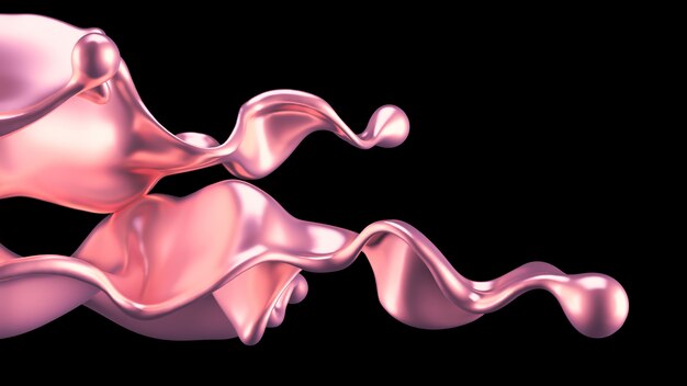 Luxury golden splash of liquid. 3d rendering.