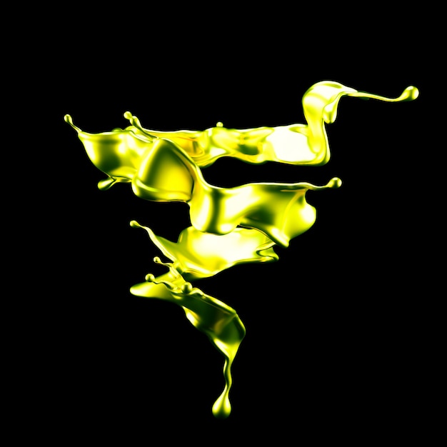 Luxury golden splash of liquid. 3d rendering.