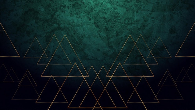 Photo luxury golden triangles on dark turquoise grunge textural background