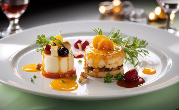 Luxury gourmet food served in restaurant